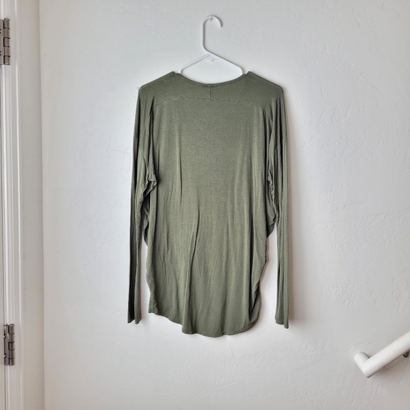 LAST CHANCE!Alya Olive Green Strappy Front Long sleeve Blouse - Picture 6 of 6
